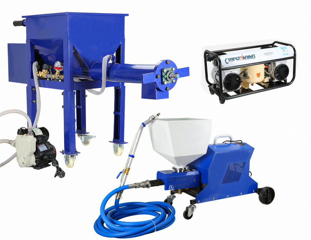 3.2kw Plaster Spraying Machine Screw Type With Mini Air Compressor And A Mixer
